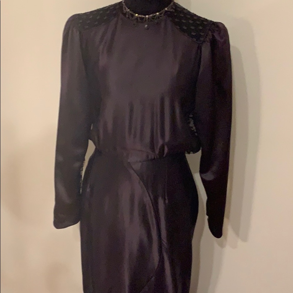 Black satin and netting dress